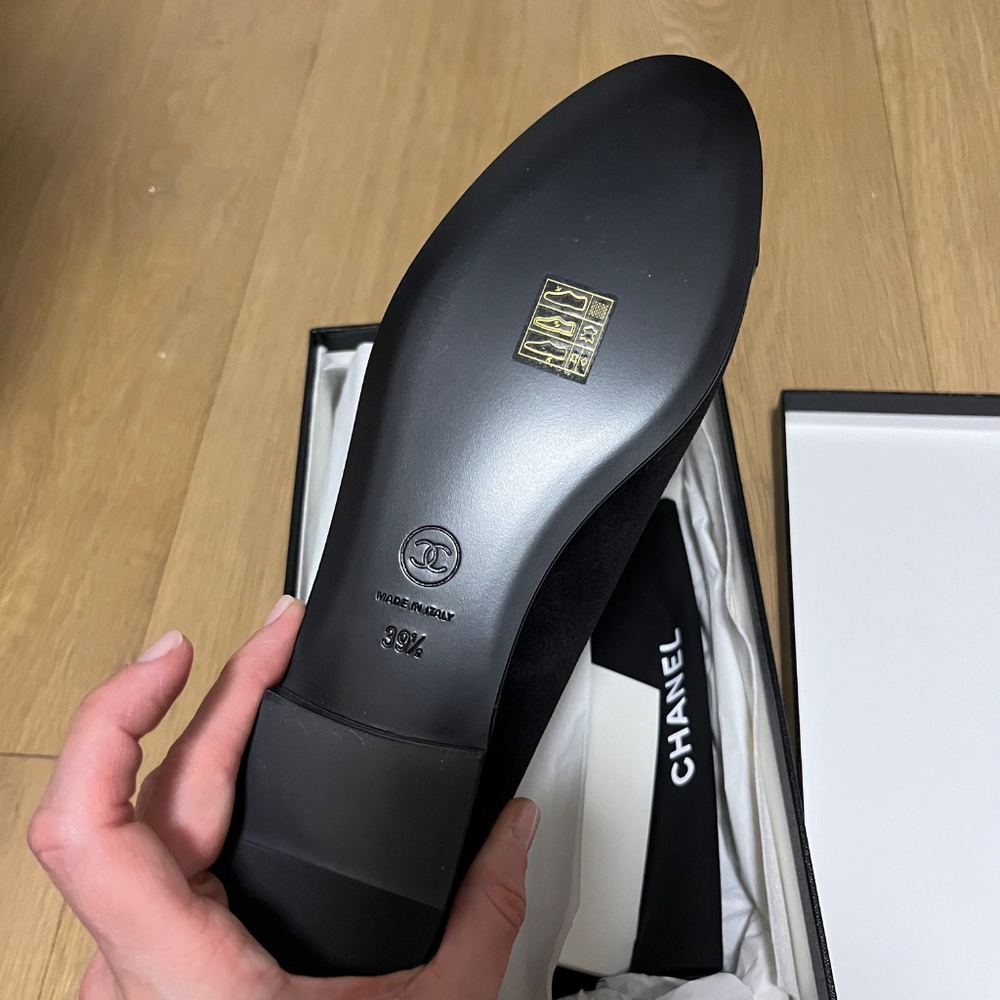 Chanel Ballet Flat Black Velvet 39.5 - Picture 4 of 7